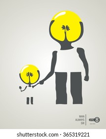Son and dad silhouettes easy communication. vector illustration