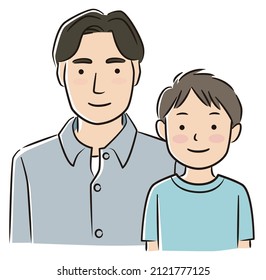 Son and dad upper body vector illustration