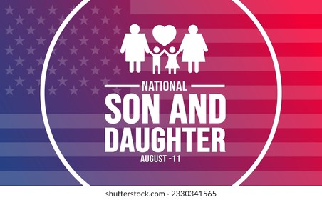 Son and Daughter Day background template. Holiday concept. background, banner, placard, card, and poster design template with text inscription and standard color. vector illustration.