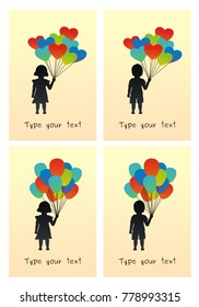 son daughter  kid hold colorful balloon in hand vector illustration