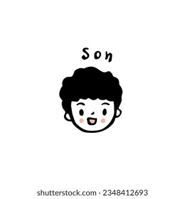 Cara del hijo, vector de estilo dibujado a mano