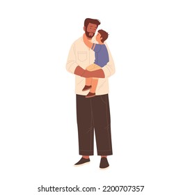 Son and father, happy family, vector illustration.