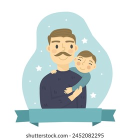 Son and father illustration, son hugging faher cartoon, son and father cartoon, father's day best dad ever