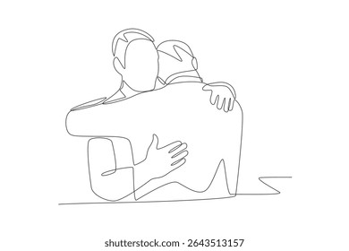 Son and father who have not seen each other for a long time. The couple who finally met at the airport