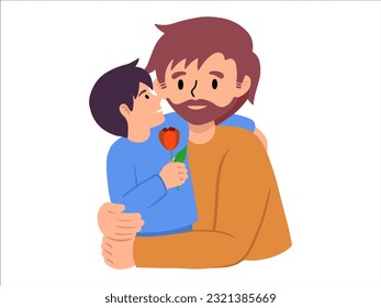 Son gives Father flower or avatar icon illustration