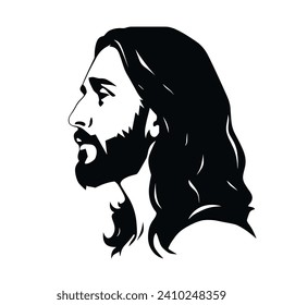 Son of God, Jesus Christ silhouette, , vector illustration black on white background, printable, suitable for logo, sign, tattoo, laser cutting, sticker and other print on demand