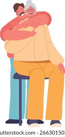 Sohn umarmt Senior Elternteil Vektorgrafik