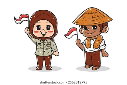 The son of an Indonesian farmer and a policewoman vector illustration