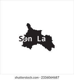 Son La map and black lettering design on white background