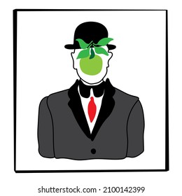 El hijo del hombre de Rene Magritte. Ilustración del vector