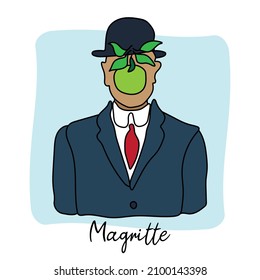 El hijo del hombre de Rene Magritte. Ilustración del vector