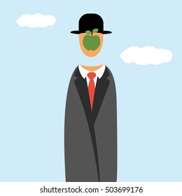 The Son of Man illustration isolated in a light blue background