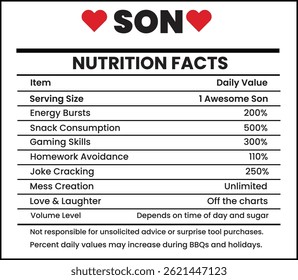 Son Nutrition Facts Nutrition Son