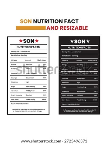 Son Nutrition Facts Printable Editable Resizable Funny Gift Idea
