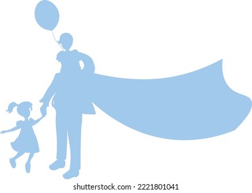 Son on his father shoulders and holding daughter. Happy Father's Day celebration concept. Vector illustration flat design.