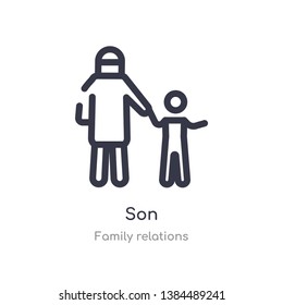 son outline icon. isolated line vector illustration from family relations collection. editable thin stroke son icon on white background