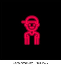 Son red glowing neon ui ux icon. Glowing sign logo vector