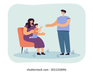 Son Sitting On Mothers Knees Reaching Stock Vector (Royalty Free ...