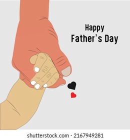 Son tightly holding father's hand vector illustration. Father's day concept.
