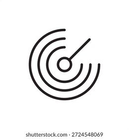 Icono de sonar que simboliza la navegación marítima, la detección acústica y la detección submarina, que representa la tecnología de rango de sonido, el radar náutico, la ingeniería marina, la seguridad marítima y la exploración submarina.