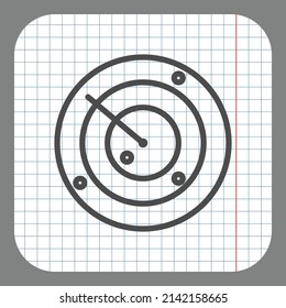 Sonar, radar simple icon. Flat desing. On graph paper. Grey background.ai
