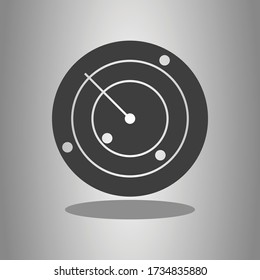 Sonar, radar simple icon with shadow. Flat desing