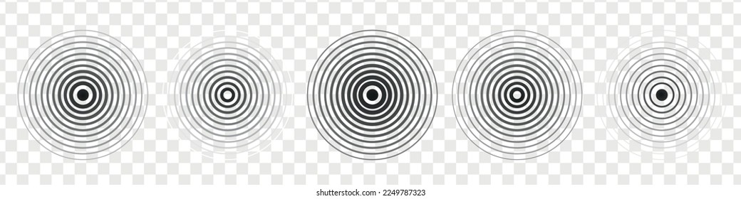 Sonar sound wave. Signal concentric circle. vibrations radial signal. Vector isolated illustration