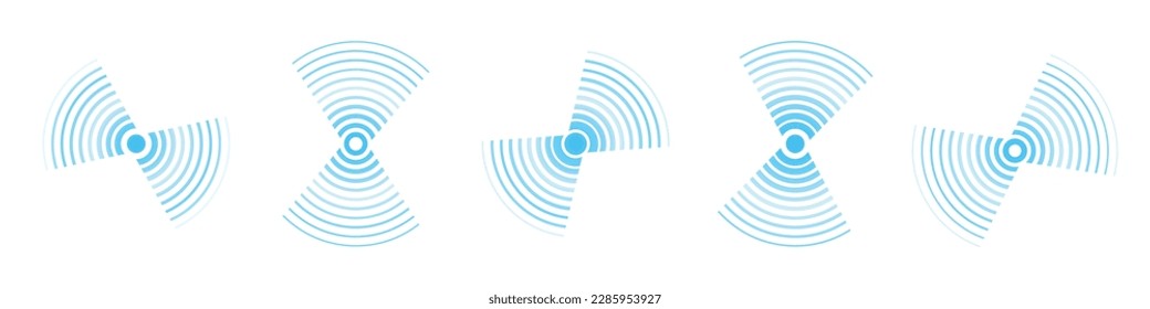Sonar sound wave. Signal concentric circle. vibrations radial signal. Vector isolated illustration
