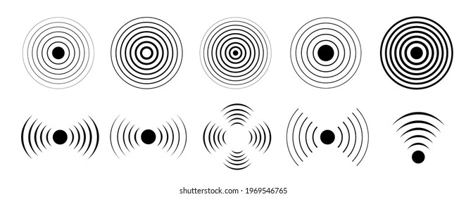 Sonar sound waves icon set. Vector.