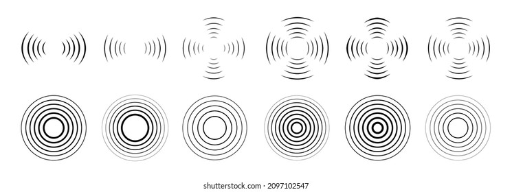 Sonar sound waves icon set. Vector.