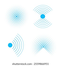 Sonar sound waves icons wireless wifi, radial line media, Radio, radar station signal. Scan, rings circle ripples