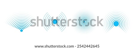 Sonar sound waves icons wireless wifi, radial line media, Radio, radar station signal. Scan, rings circle ripples