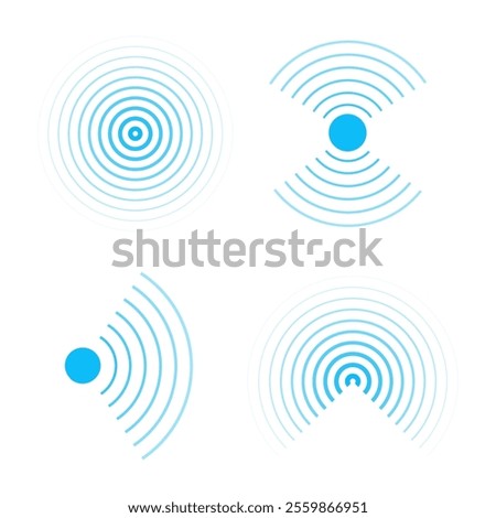 Sonar sound waves icons wireless wifi, radial line media, Radio, radar station signal. Scan, rings circle ripples