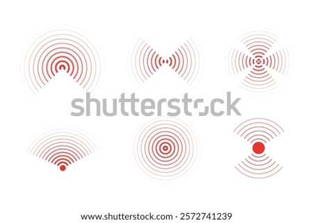 Sonar sound waves icons wireless wifi, radial line media, Radio, radar station signal. Scan, rings circle ripples