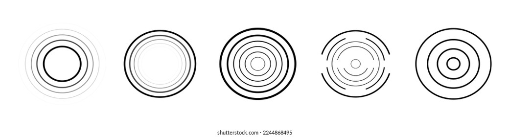 Sonar sound waves vector collection. Radar icons. Radio waves set. Vector circles.