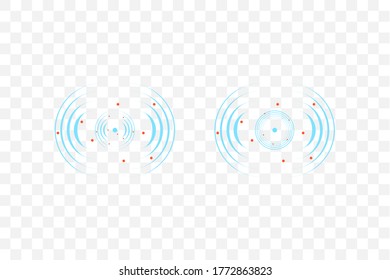 Señal de ondas sonoras. Ilustración vectorial. Icono de radar