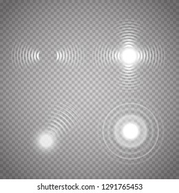 Sonar waves isolated on transparent background. Vector radar signs