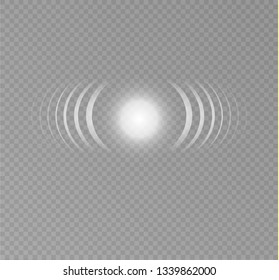 Sonar waves isolated on transparent background. Vector radar signs. Click signs and places of sound. white color