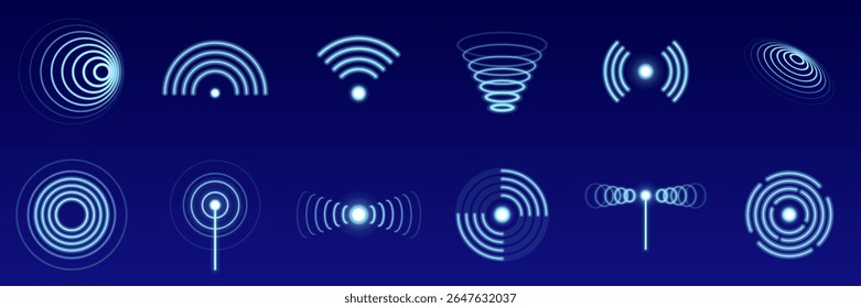 Sonar or Wi-Fi waves vector icon