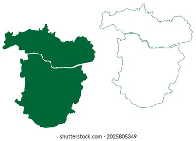 Sonbhadra district (Uttar Pradesh State, Republic of India) map vector illustration, scribble sketch Sonbhadra map