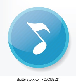 Song design on blue flat button,clean vector