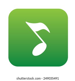 Song design on green flat button, clean vector