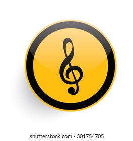 Song icon design on yellow button background,clean vector