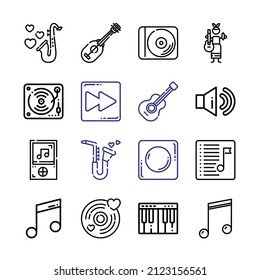 song Icon Set with line icons. Modern Thin Line Style. Suitable for Web and Mobile Icon. Vector illustration EPS 10.