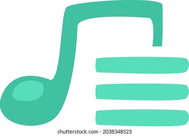 Lista de canciones, ilustración, vector, en un fondo blanco.