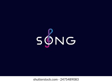 Song Logo, letter O with musical note  icon combination in text Song typography logo, vector illustration