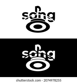 Song logo with text isolated on black and white design