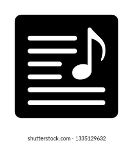 Song lyrics or music sheet flat vector icon for music apps and websites