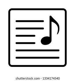 Song lyrics or music sheet line art vector icon for music apps and websites