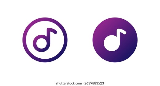 Song Note Icon Set. A purple gradient icon of a musical note, representing a song or music in digital interfaces.